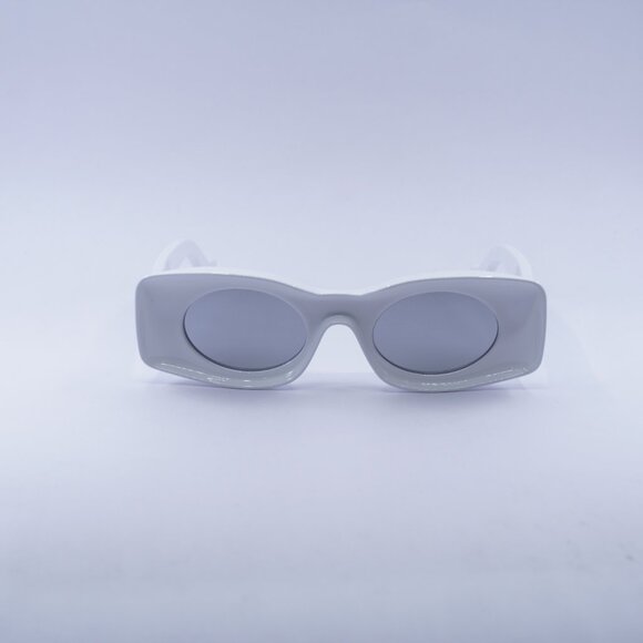Loewe LW40033I 21C Sunglasses White Rectangle Frame, Smoke with Silver Lenses - Picture 2 of 10